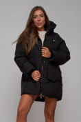 Купить Зимняя женская куртка модная с капюшоном черного цвета 52310Ch, фото 18