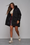 Купить Зимняя женская куртка модная с капюшоном черного цвета 52310Ch, фото 19