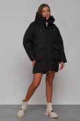 Купить Зимняя женская куртка модная с капюшоном черного цвета 52310Ch, фото 3