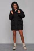 Купить Зимняя женская куртка модная с капюшоном черного цвета 52310Ch, фото 7