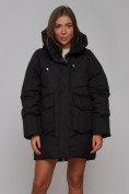 Купить Зимняя женская куртка модная с капюшоном черного цвета 52310Ch, фото 8