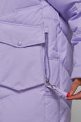 Купить Зимняя женская куртка модная с капюшоном фиолетового цвета 52310F, фото 12