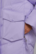Купить Зимняя женская куртка модная с капюшоном фиолетового цвета 52310F, фото 13