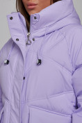 Купить Зимняя женская куртка модная с капюшоном фиолетового цвета 52310F, фото 15