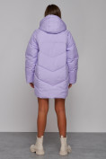 Купить Зимняя женская куртка модная с капюшоном фиолетового цвета 52310F, фото 4