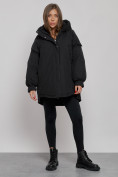 Купить Зимняя женская куртка модная с капюшоном черного цвета 52311Ch