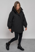 Купить Зимняя женская куртка модная с капюшоном черного цвета 52311Ch, фото 11