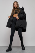 Купить Зимняя женская куртка модная с капюшоном черного цвета 52311Ch, фото 12