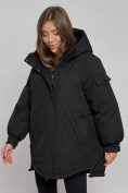 Купить Зимняя женская куртка модная с капюшоном черного цвета 52311Ch, фото 14