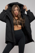 Купить Зимняя женская куртка модная с капюшоном черного цвета 52311Ch, фото 15