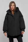 Купить Зимняя женская куртка модная с капюшоном черного цвета 52311Ch, фото 5