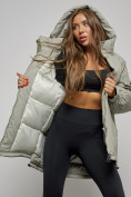 Купить Зимняя женская куртка модная с капюшоном салатового цвета 52311Sl, фото 12