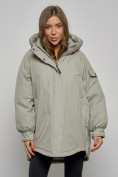 Купить Зимняя женская куртка модная с капюшоном салатового цвета 52311Sl, фото 5