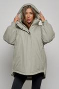 Купить Зимняя женская куртка модная с капюшоном салатового цвета 52311Sl, фото 6