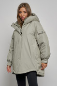Купить Зимняя женская куртка модная с капюшоном салатового цвета 52311Sl, фото 7