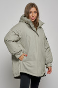 Купить Зимняя женская куртка модная с капюшоном салатового цвета 52311Sl, фото 8