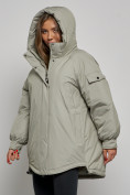 Купить Зимняя женская куртка модная с капюшоном салатового цвета 52311Sl, фото 9