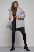 Купить Зимняя женская куртка модная с капюшоном серого цвета 52311Sr, фото 11