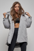 Купить Зимняя женская куртка модная с капюшоном серого цвета 52311Sr, фото 12