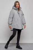 Купить Зимняя женская куртка модная с капюшоном серого цвета 52311Sr, фото 2