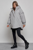 Купить Зимняя женская куртка модная с капюшоном серого цвета 52311Sr, фото 3