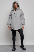 Купить Зимняя женская куртка модная с капюшоном серого цвета 52311Sr, фото 5