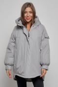 Купить Зимняя женская куртка модная с капюшоном серого цвета 52311Sr, фото 6