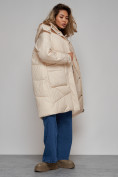 Купить Пальто утепленное молодежное зимнее женское бежевого цвета 52321B, фото 18