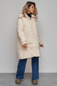 Купить Пальто утепленное молодежное зимнее женское бежевого цвета 52321B, фото 20