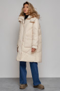Купить Пальто утепленное молодежное зимнее женское бежевого цвета 52321B, фото 21