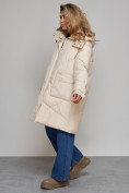 Купить Пальто утепленное молодежное зимнее женское бежевого цвета 52321B, фото 3