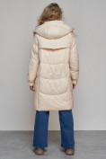 Купить Пальто утепленное молодежное зимнее женское бежевого цвета 52321B, фото 4