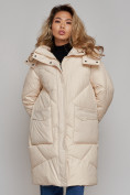 Купить Пальто утепленное молодежное зимнее женское бежевого цвета 52321B, фото 5