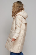 Купить Пальто утепленное молодежное зимнее женское бежевого цвета 52321B, фото 6