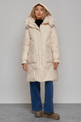Купить Пальто утепленное молодежное зимнее женское бежевого цвета 52321B, фото 7