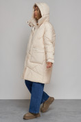 Купить Пальто утепленное молодежное зимнее женское бежевого цвета 52321B, фото 8