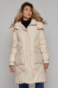 Купить Пальто утепленное молодежное зимнее женское бежевого цвета 52321B, фото 9