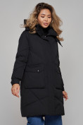 Купить Пальто утепленное молодежное зимнее женское черного цвета 52321Ch, фото 10