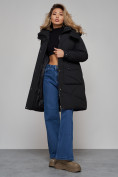 Купить Пальто утепленное молодежное зимнее женское черного цвета 52321Ch, фото 18