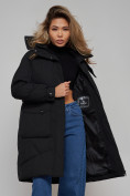 Купить Пальто утепленное молодежное зимнее женское черного цвета 52321Ch, фото 19