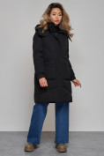Купить Пальто утепленное молодежное зимнее женское черного цвета 52321Ch, фото 2