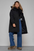 Купить Пальто утепленное молодежное зимнее женское черного цвета 52321Ch, фото 20