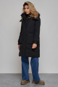 Купить Пальто утепленное молодежное зимнее женское черного цвета 52321Ch, фото 3