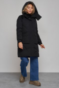 Купить Пальто утепленное молодежное зимнее женское черного цвета 52321Ch, фото 6