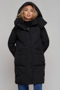 Купить Пальто утепленное молодежное зимнее женское черного цвета 52321Ch, фото 8