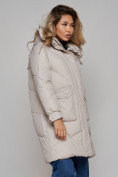 Купить Пальто утепленное молодежное зимнее женское светло-серого цвета 52321SS, фото 10