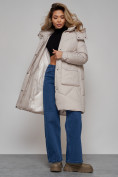 Купить Пальто утепленное молодежное зимнее женское светло-серого цвета 52321SS, фото 19