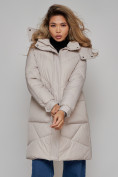 Купить Пальто утепленное молодежное зимнее женское светло-серого цвета 52321SS, фото 20