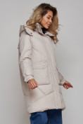 Купить Пальто утепленное молодежное зимнее женское светло-серого цвета 52321SS, фото 21