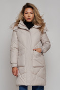 Купить Пальто утепленное молодежное зимнее женское светло-серого цвета 52321SS, фото 5